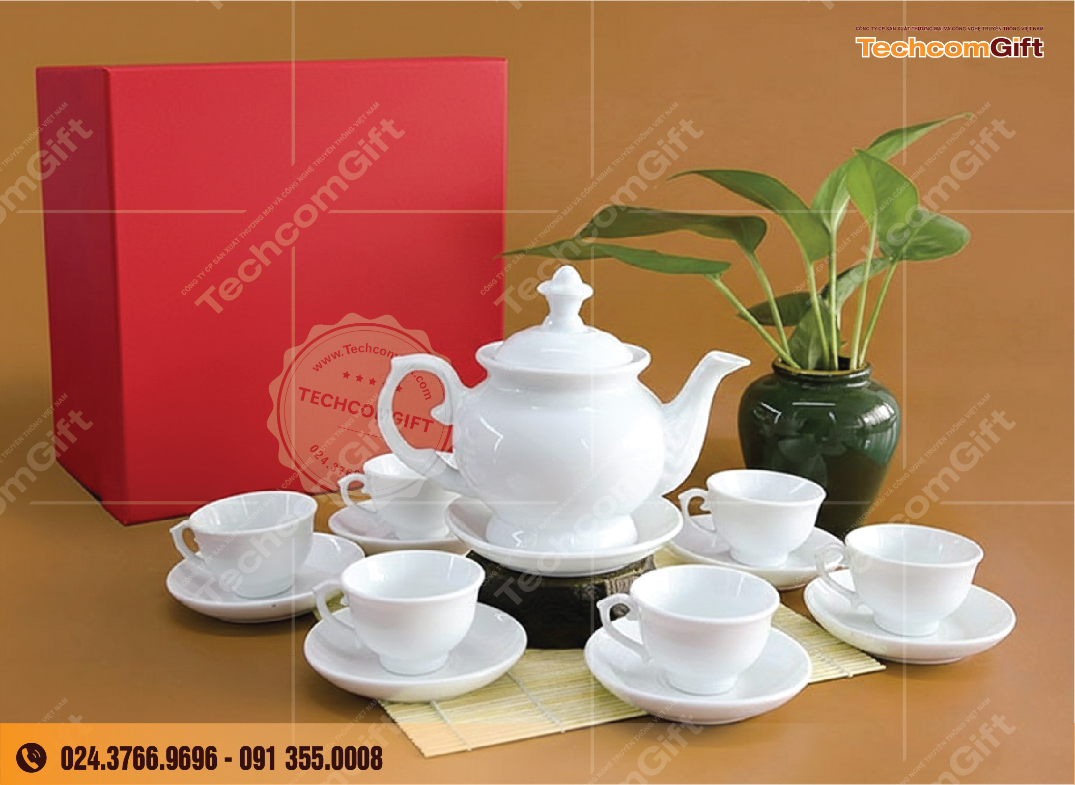 Bộ Ấm Chén Sứ Trắng