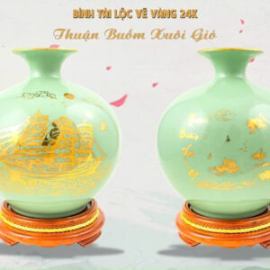 Bình Tài Lộc Men Ngọc Vẽ Vàng